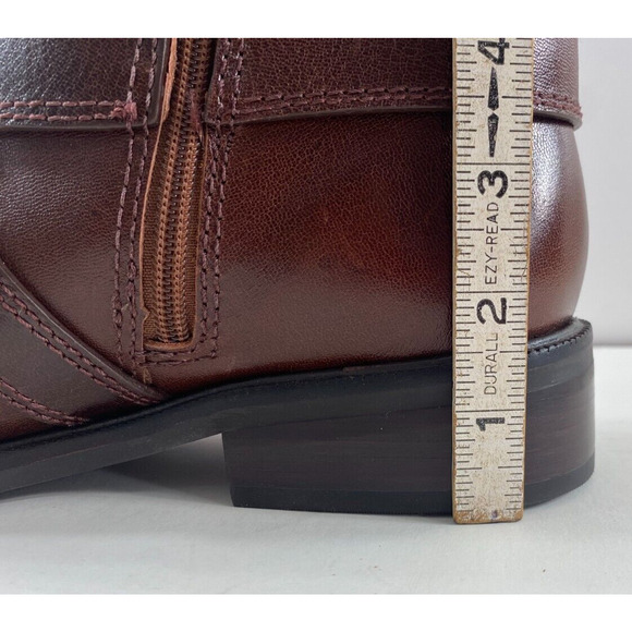 Vince Camuto Brown Leather Moto Style Buckle Boots Size 8.5 NWOB - Picture 9 of 11